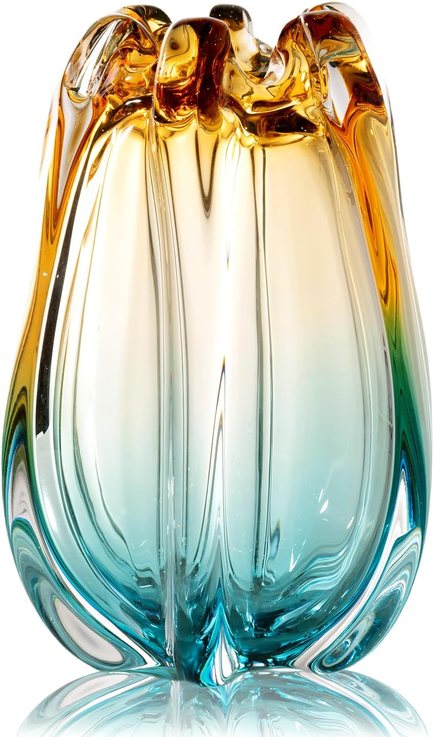 Wide-Mouth Hand-Blown Glass Vase — Deco Form